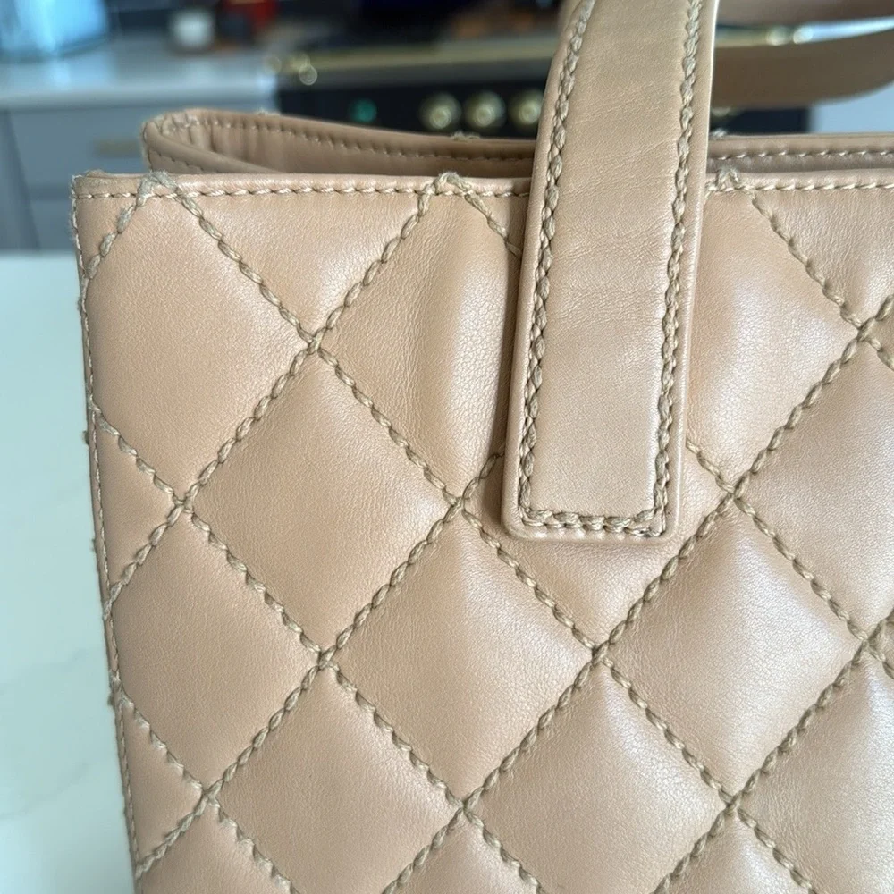 CHANEL Calfskin Wild Stitch Medium Tote